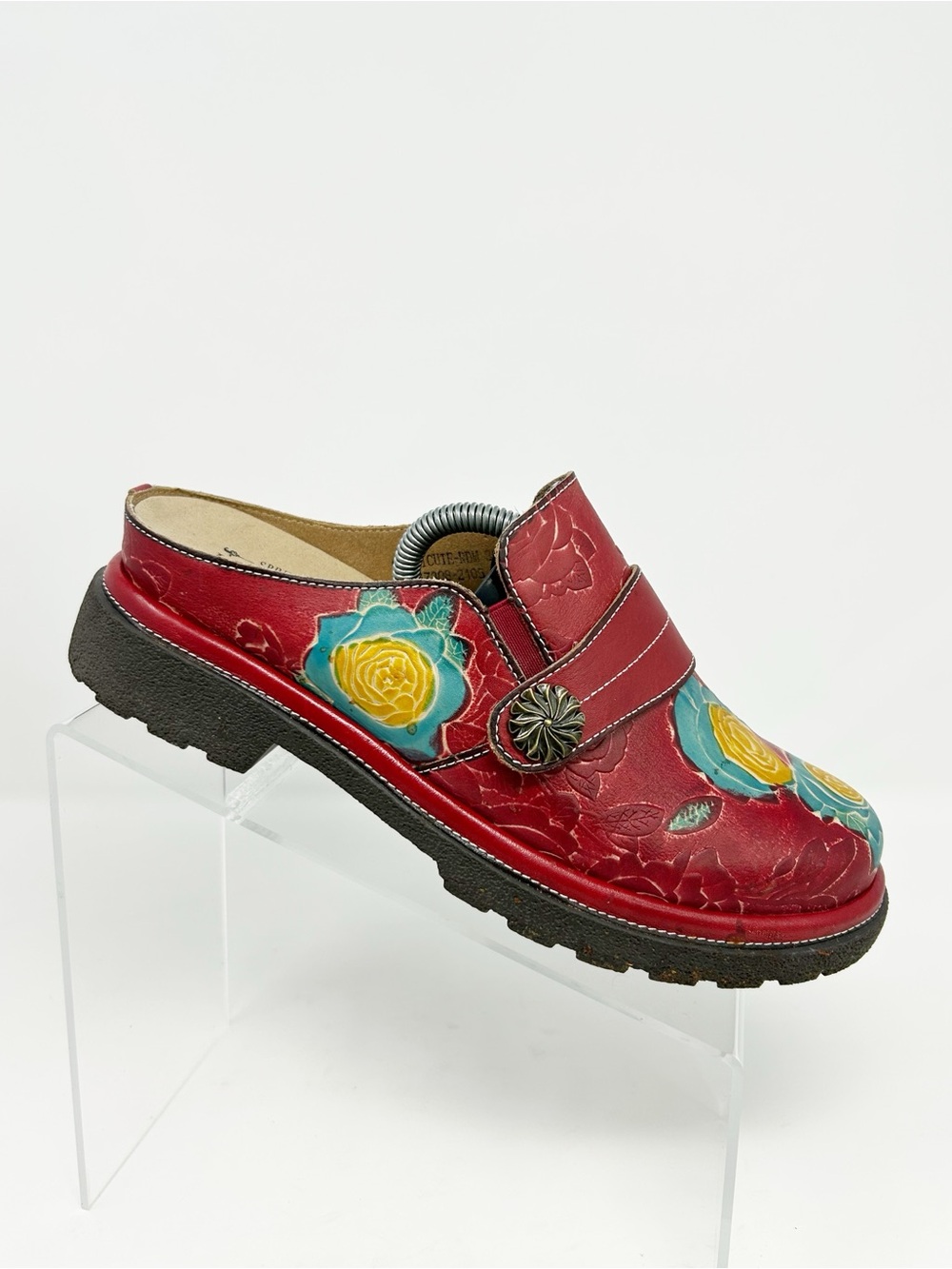 L'Artiste Spring Step Comficute Women's Mule Clog Slip-On Red Floral Size 39